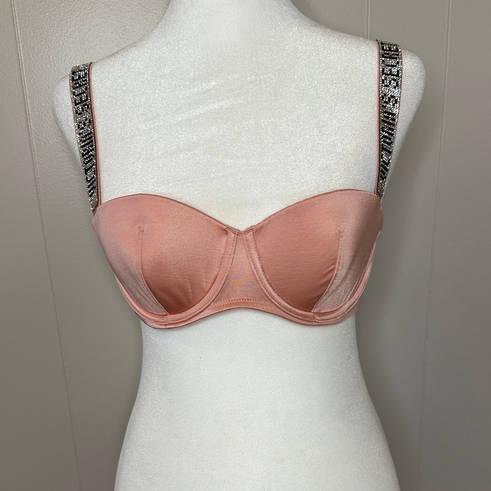 NWOT Victoria's Secret Very Sexy Pink  Balconette Bra Shine Logo Straps